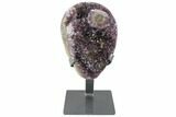 Dark Purple Amethyst Crystal Cluster On Metal Stand - Uruguay #99890-1